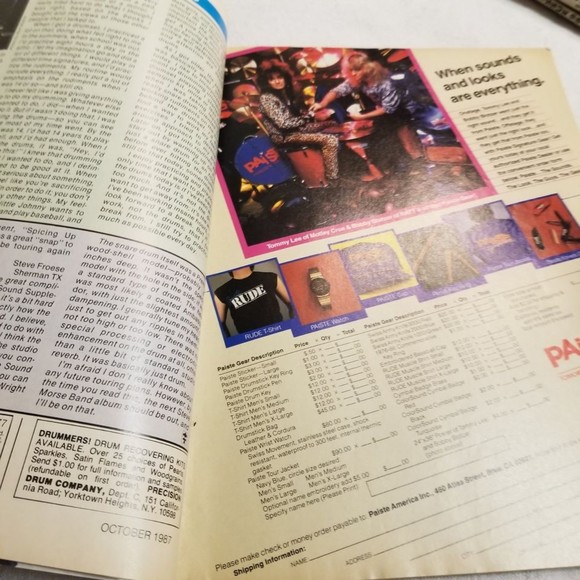 Oct. 1987 Modern Drummer Mag Narada Michael Wilson, Al Jackson, Neil Peart back - Picture 7 of 9